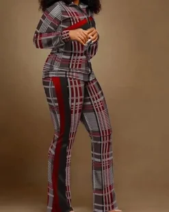 Two Piece Zipper Up Top Long Pants