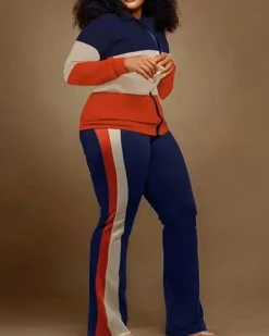 Two Piece Zipper Up Top Long Pants