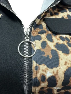 Two Pieces Leopard Patchwork Pants Set