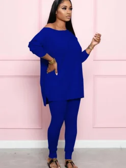 Two Pieces Long Sleeve Top Bodycon Pants