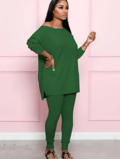 Two Pieces Long Sleeve Top Bodycon Pants
