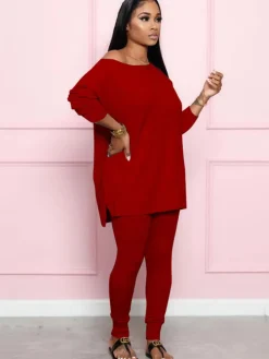 Two Pieces Long Sleeve Top Bodycon Pants