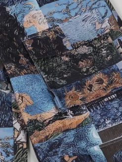 Two Pieces Print Lace-Up Cargo Pants Set