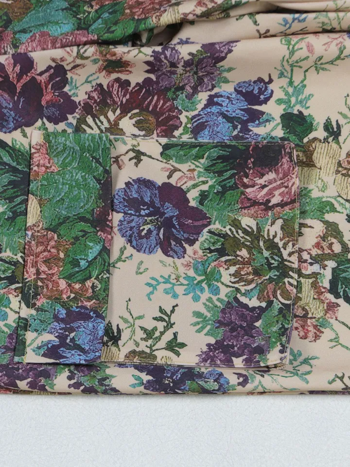 Two Pieces Print Lace-Up Cargo Pants Set