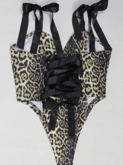 Two Pieces Print Lace-Up Cargo Pants Set