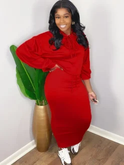 Two Pieces Scoop Neck Rib Crop Top Bodycon Skrit