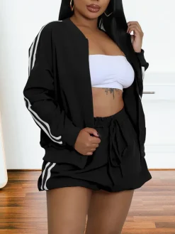 Two Pieces Sideline Long Sleeve Jacket Skirt Set