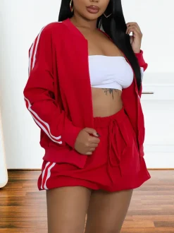 Two Pieces Sideline Long Sleeve Jacket Skirt Set