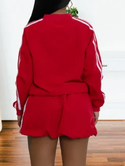 Two Pieces Sideline Long Sleeve Jacket Skirt Set