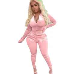 Two Pieces Zipper Jacket Jogger Pants