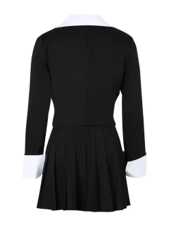 Two-Piece Blazer Shirt Collar Pleated Skirt Set