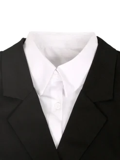 Two-Piece Blazer Shirt Collar Pleated Skirt Set