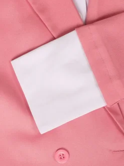 Two-Piece Blazer Shirt Collar Pleated Skirt Set