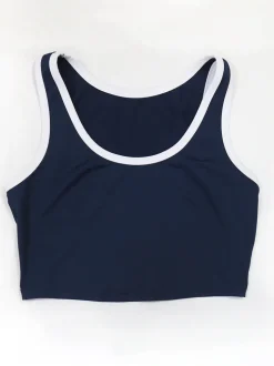 Two-Piece Contrast Trim Crop Top Skirt Shorts Set