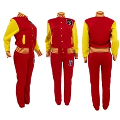 Two-Piece Letter Print Color Block Baseball Set