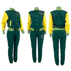 Two-Piece Letter Print Color Block Baseball Set