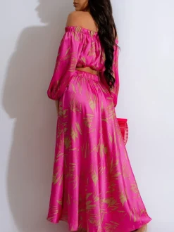 Two-Piece Off-Shoulder Crop Top Skirt Set
