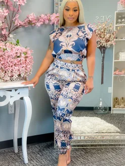 Two-Piece Print Pants Set