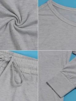 Two-Piece Solid Color Off-Shoulder Sweatshirt Set