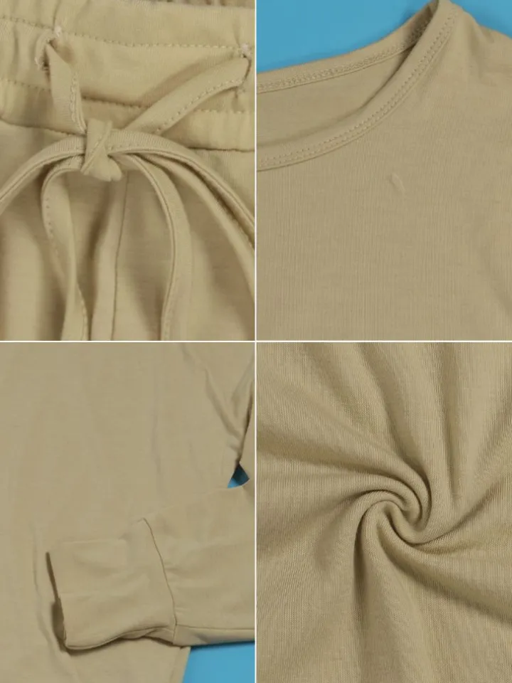 Two-Piece Solid Color Off-Shoulder Sweatshirt Set