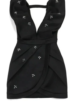 V Neck Backless Rhinestone Party Dress