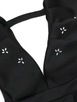 V Neck Backless Rhinestone Party Dress