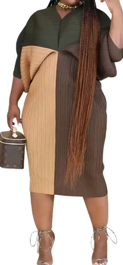 V Neck Bat Sleeve Floral Printed Dress