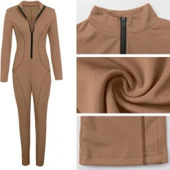 V Neck Long Sleeve Bodycon Jumpsuit