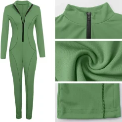 V Neck Long Sleeve Bodycon Jumpsuit