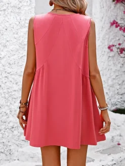 V Neck Sleeveless Loose Mini Dress