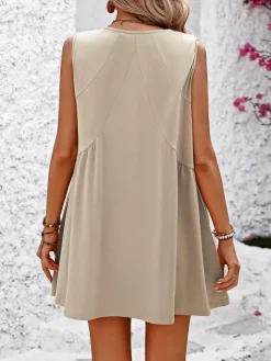 V Neck Sleeveless Loose Mini Dress