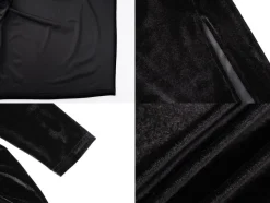 Velvet Long Sleeves Ruched Split Maxi Dress