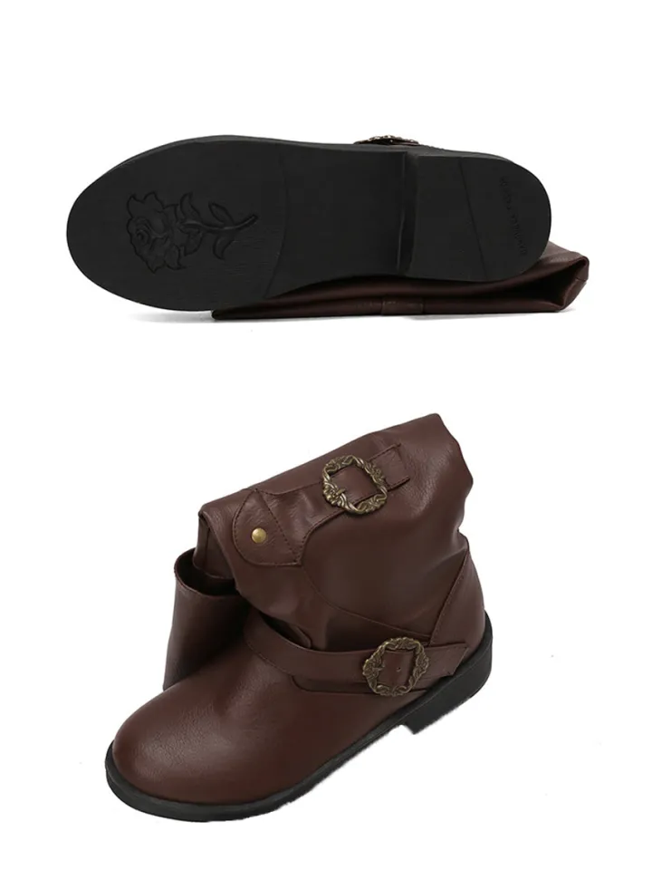 Vintage Buckle Belted Boots