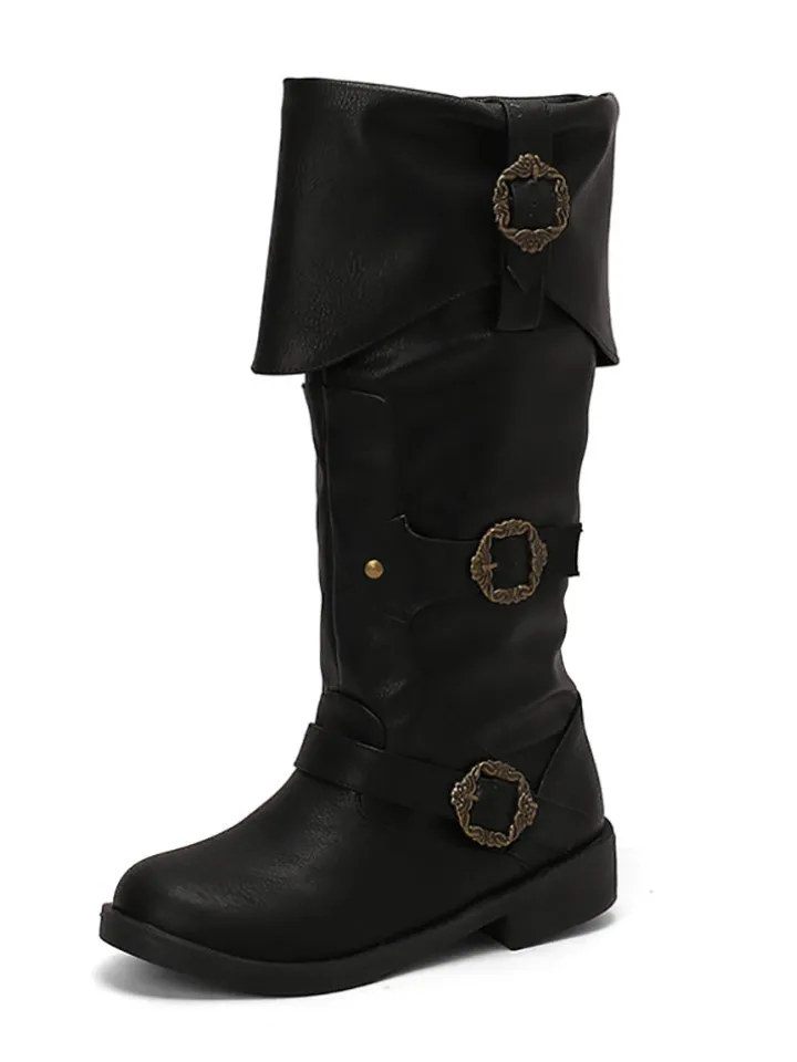 Vintage Buckle Belted Boots