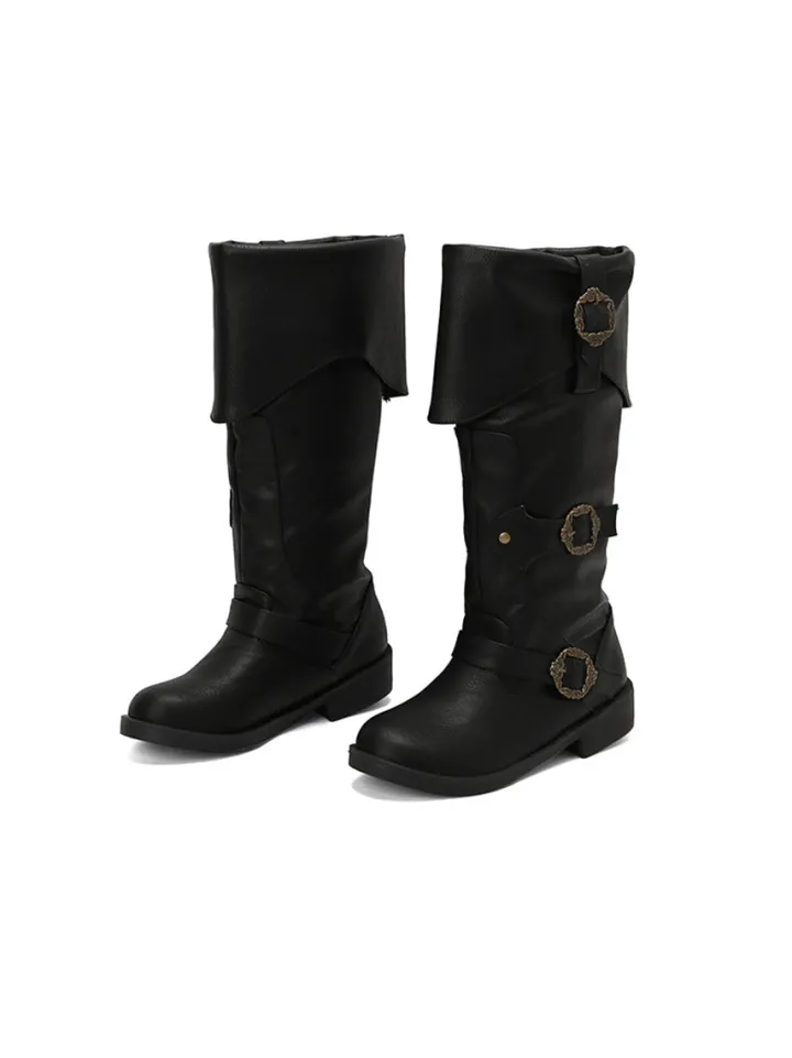 Vintage Buckle Belted Boots