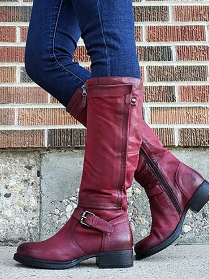 Vintage Buckle Riding Boots