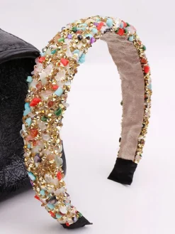 Vintage Colorful Rhinestone Sponge Headbands