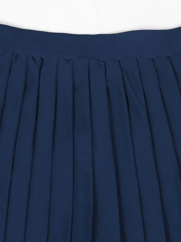 Vintage Tennis Print Sweatshirt Pleated Skirt Set