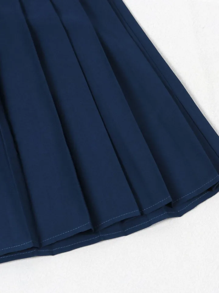 Vintage Tennis Print Sweatshirt Pleated Skirt Set