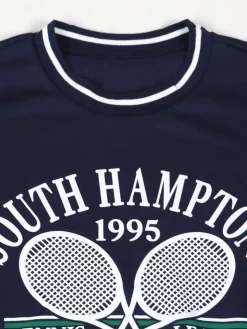 Vintage Tennis Print Sweatshirt Pleated Skirt Set