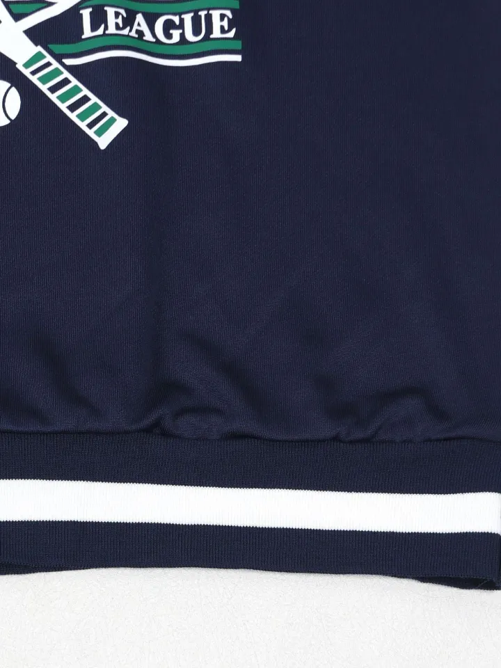 Vintage Tennis Print Sweatshirt Pleated Skirt Set