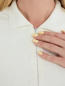 V-Neck Ribbed Striped Zipper Solid Color Mini Dress