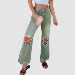 Wash Ripped Bootscut Jeans