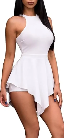 Zipper Halter Sleeveless Irregular Jumpsuit