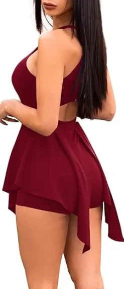 Zipper Halter Sleeveless Irregular Jumpsuit