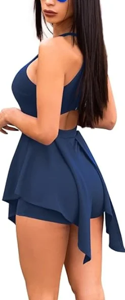 Zipper Halter Sleeveless Irregular Jumpsuit