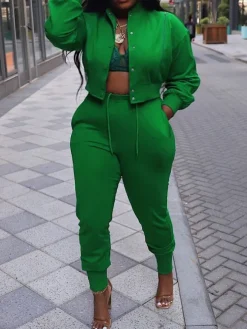 Zipper Hollow Out Jogging Sets