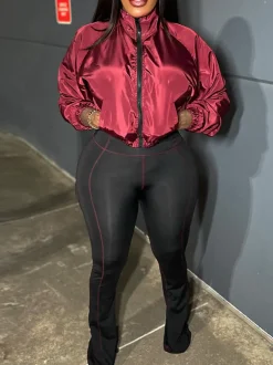 Zip-Up Cropped Jacket Leggings Set