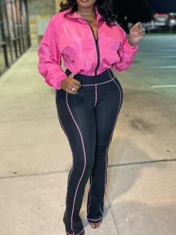 Zip-Up Cropped Jacket Leggings Set