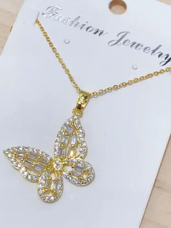 Zircon Butterfly Pendant Necklaces